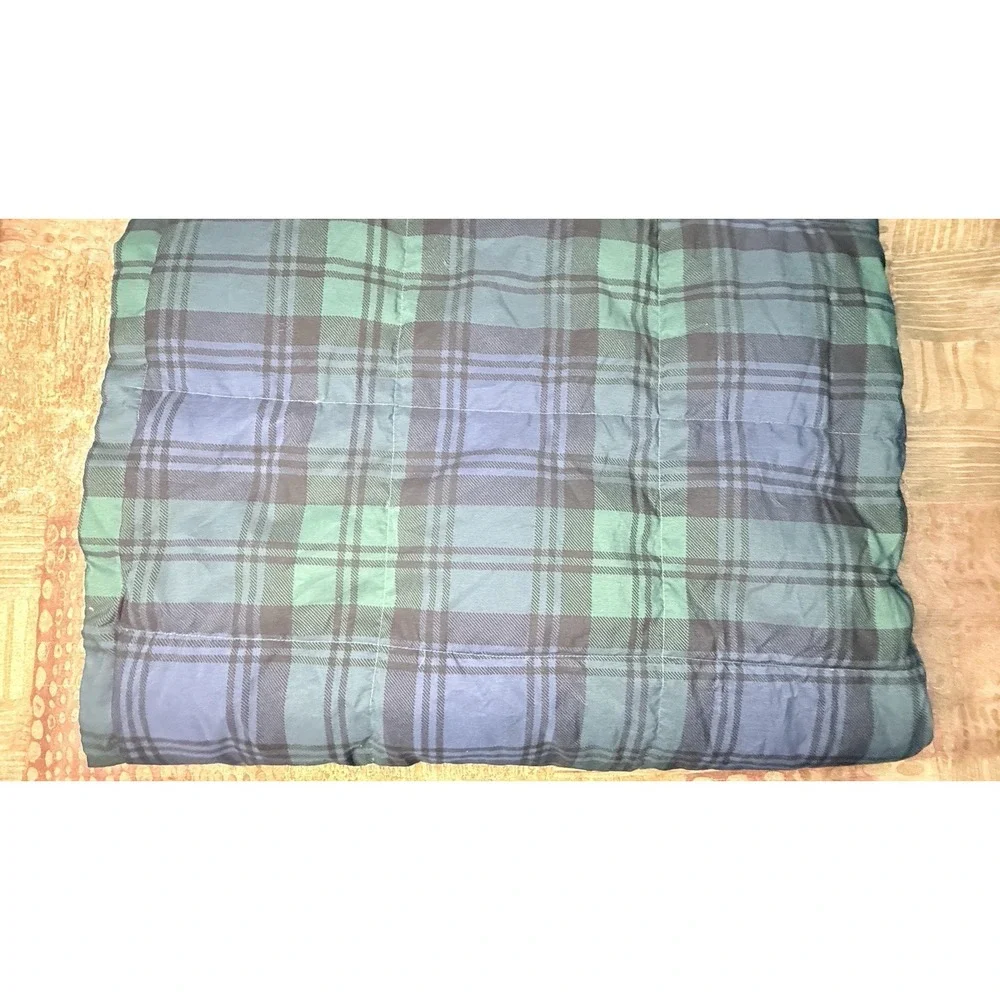 Hollander Throw Blanket Black Watch Plaid Down Feather Puffer Baffle Box